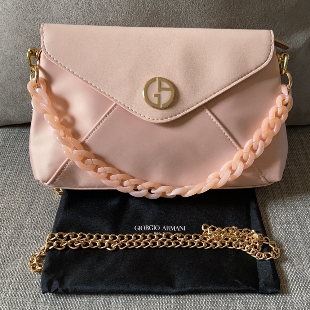 Giorgio Armani peach evening clutch bag